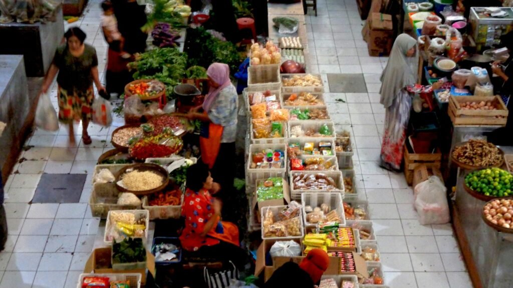 People shopping in a traditional market